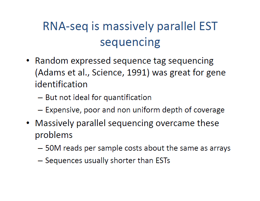 RNA Sequencing Is Massively Parallel EST Sequencing